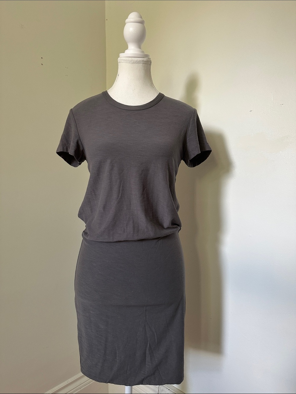 JAMES PERSE Grey Minimalist Staple Cotton Tee Shirt Banded Mini Dress Small